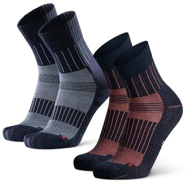DANISH ENDURANCE Merino Laufsocken Winter, Blasenschutz, 2 Paar | Merino Sportsocken, Gepolstert & Geruchshemmend mit Blasenschutz, für Winter- & Trailrunning, Unisex