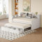 MQLAE Kinderbett Bettgestell 90x200 mit ausziehbares Bett 90x190, jugendbett Einzelbett mit USB und Stauraum，holzbett schlafsofa Tagesbett Bett mit 2 Schubladen (Weiß)
