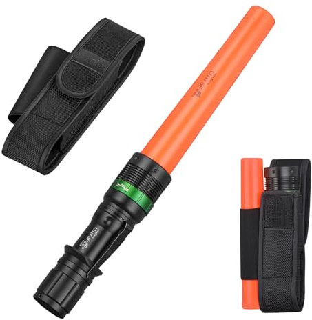 UltraFire Torcia a LED da 11 pollici, con fondina, bacchetta di segnalazione per il controllo del traffico, 250 lumen con modalità lampeggiante rosso, bacchetta stradale per parcheggio notturno,