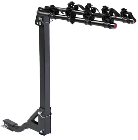 Rockland Foldable 4-Bike Rack, 120 lbs Capacity, Hitch Mount Bike Rack with Pin Clip, Bike Carrier Rack for 1.25 and 2 Receiver for Cars SUVs Vans RVs