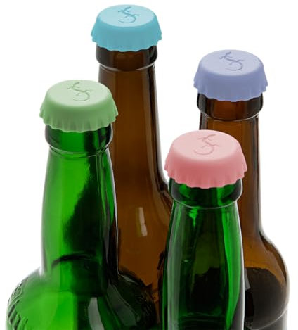 LURCH Kronkorken Flaschenverschluss, Bierflaschenverschluss, Flaschendeckel aus Platin-Silikon, 12 Stück, wiederverwendbar, Pastell-Farben