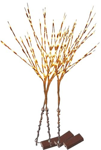 20 LED Twig Lights – 76cm Artificial Branch with Warm White Fairy Lights – Battery-Powered Decorative Lights for Indoor & Outdoor Use – Home, Wedding, Garden & Party Decor (3 Branches)