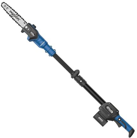 SWANSOFT Motosega telescopica a batteria da 8''(20cm), 600 W/2 x 21V 4000 mAh, professionale, Lubricación Automática, 10m/s (CS-10)