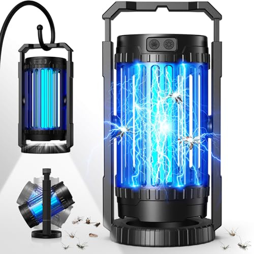 Evolpol Bug Zapper Outdoor & Indoor 4200V Zapper Zanzariera Elettrica 4 in 1 Trappola per Mosche con Batteria 5000mAh & Faretti Senza Cordless, Portatile e Ricaricabile Mosquito Killer per Patio