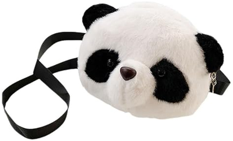 TOVINANNA Sac à Main Panda Enfant, Sac Bandoulière Peluche pour Fille 18 cm | Pochette douce et légère avec longue sangle, pratique pour transporter de petits objets lors des sorties, voyages et loisirs
