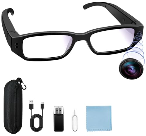 Yadayuki Telecamera Nascosta Occhiali 1080P HD, Portatile Telecamera Spia Bicchieri, Spy Cam Microcamera Supporto Registrazione Video/Fotografia