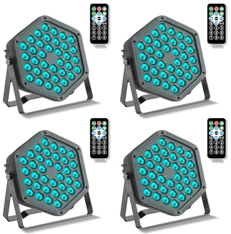 4er-Pack 36-RGB-LED-PAR-Scheinwerfer (36×1W, DMX512, Sound-to-Licht, RF-Fernbedienung) – 25° Abstrahlwinkel, AC110-240V, ABS+Metall – Komplettset für DJ, Hochzeit, Party, Bühne(4)