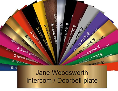 Plaque Interphone Ou Sonnette Adhésive PVC – Plaque Gravée À Personnaliser 6 x 1,5 cm – 21 Couleurs Disponibles (Or mat)