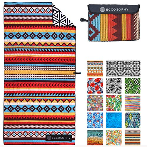ECCOSOPHY Mikrofaser-Strandtuch für Erwachsene – Übergroße Reise-Strandtücher mit Tasche – 180,3 x 88,9 cm schnell trocknende Pool-Handtücher – große sandfreie Strandtücher (Cancun)