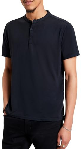 John Varvatos Men's Duke Henley Shirt, Navy, S