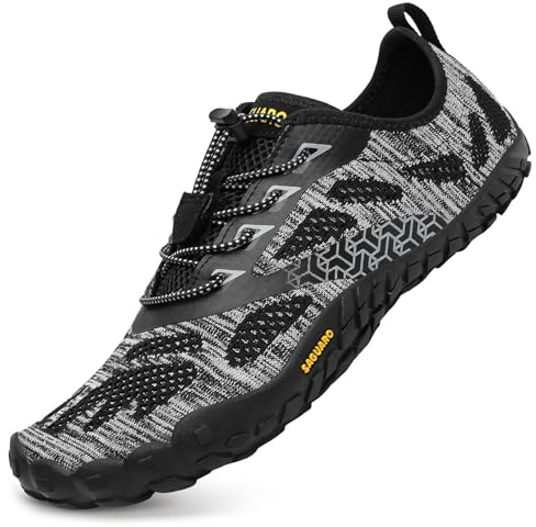 SAGUARO Chaussures de Trail Homme Femme Été Chaussures de Course Respirant Antidérapant Chaussures Barefoot Minimalistes pour Extérieur Sport Noircarbone 40 EU