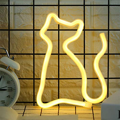 LED Cat Light Signs - Warm White Cat Neon Lights, Wall Lamp, Room Decor, Battery & USB Powered, Perfect for Children's Bedroom, Holiday, Bar, Party, Wedding, Christmas