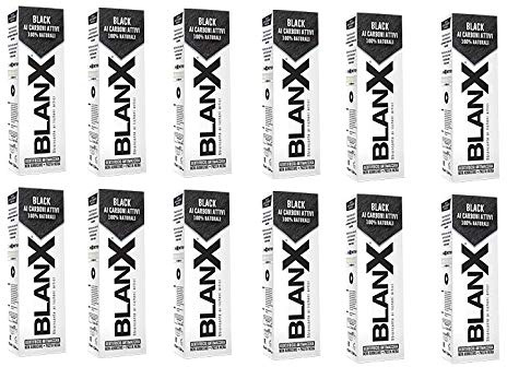 Set 12 BLANX Zahnpasta Black Aktivkohle 75 ml Zahnpflegeprodukt