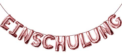 Oblique Unique® Einschulung Folien Luftballon Girlande Banner Hänge Deko für Schuleinführung Schulanfang Schulstart Dekoration Schule Mädchen Roségold