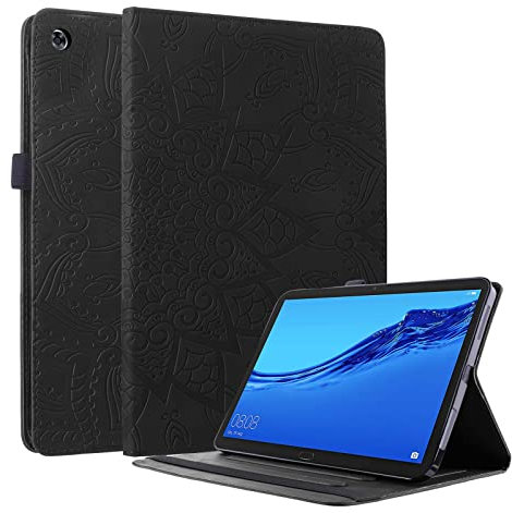 Lspcase - Carcasa para Huawei Mediapad M5 Lite / C5 de 10,1 Pulgadas, Funda de Piel con Tapa para Tablet y Soporte para lápiz para Huawei Mediapad C5/M5 Lite 10,1, diseño de Mandala de Flores, Color