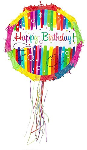 Pinata Happy Birthday Bunt Kinder Geburtstag Schlag-Pinata 44 x 9 x 44 cm Dekoration Geburtstagsdeko