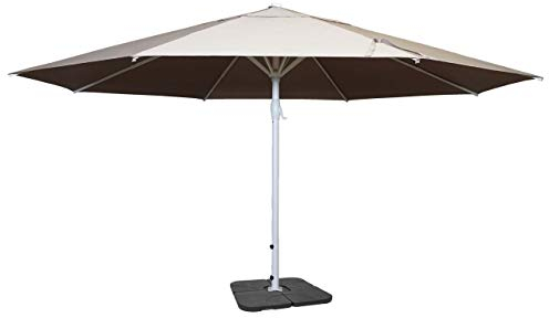 Sonnenschirm Meran II, Gastronomie Marktschirm, Ø 5m Polyester/Alu Mast weiß 28kg mit Ständer - creme-beige