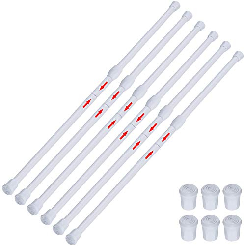 SIQUK 6 Stücke Teleskopstange Vorhangstange ohne Bohren Spannstange Gardinenstange für Badezimmer Schrank Kleiderschrank Kleiderstange, 40-70cm und 75-106cm, Weiß