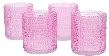 Creativery Teelichtgläser 7x8 cm 4 Stück Teelichthalter Glas Farbauswahl: rosa 148