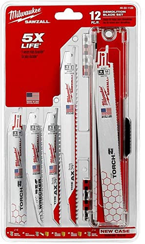 Milwaukee Lot de 12 lames de scie sabre bimétalliques pour démolition (bois, plastique, métal)