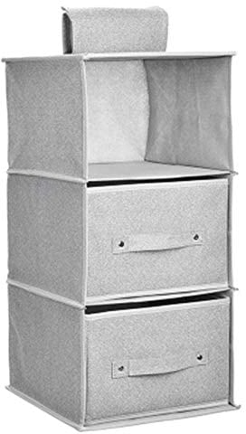 EXQULEG Hängeaufbewahrung Faltbarer Hängeorganizer, hängeregal kleiderschrank, Organizer für Kleiderschrank (Grau,3 Ebenen mit 2 Schubladen)