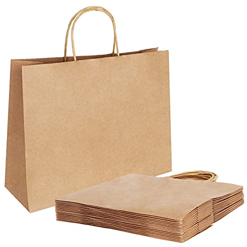 Papiertüten,Geschenktüten,Papiertüten mit Henkel für Weihnachten Hochzeit Geburtstagsparty Kindergeburtstag (20 Stück,130GSM,27x12x21cm)