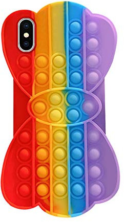 Fidget Toys Handyhülle,Pop-It Fidget Phone Case,Pop Fidget Stressspielzeug Bubble Phone Case,3D Pop Bubble Stress Relief Zappeln Sensory Toy,Weich Silikon Schutzhülle Stoßfest Hülle für iPhone X/XS