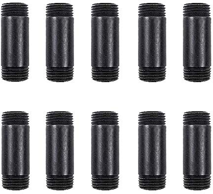 Niubid 10 Stück 3/4 Zoll x 2 Zoll schwarze Temperstahlnippel Fitting, DIY Steampunk Industrie Vintage Stil