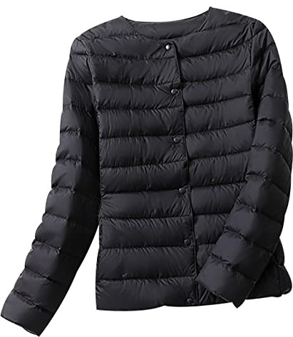 Peuignao Doudoune Legere Femme Légère Fine Hiver Packable Puffer Jacket Veste Matelassée Blouson Matelassé Grande Taille Parka Duvet Plume Ultralight Imperméable Noir L