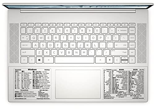 SYNERLOGIC (1 set) Windows + Word/Excel (for PC) Shortcuts Stickers Bundle | No-Residue Laminated Vinyl Cheatsheet Windows Keyboard Stickers 76 x 64mm + 86 x 64mm (Clear/Black, Small, 1 set)