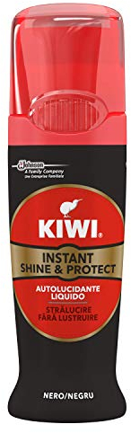 KIWI Shine & Protect Cirage liquide instantané pour chaussures, protection étanche longue durée, avec éponge applicatrice, Noir - 75 ml