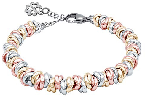 Bracciale Donna Nodini Intrecciato Quadrifoglio Portafortuna leggero 6 mm | Taglia regolabile, Alluminio Anodizzato, Acciaio inossidabile, Anellini lucidi