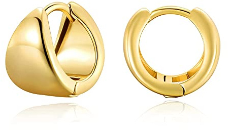 Kleine klobige Creolen Dicke 14 Karat vergoldete Huggie-Ohrringe Zierliche Knorpel-Schläfer-Ohrringe Winzige Creolen für Frauen