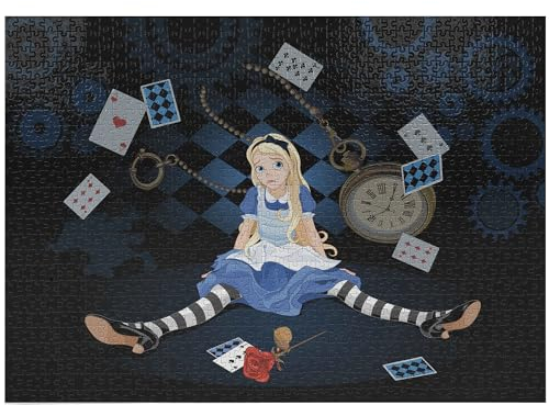 ABAKUHAUS Alice im Wunderland Puzzle, Rose Blumen, Heirloom-Qualität lustige Aktivität für die Familie langlebiger Karton, 1000 Stücke, Mehrfarbig