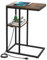 Yoobure Table d'appoint en forme de C avec station de charge pour salon, chambre à coucher, table de canapé avec ports USB et prises pour petits espaces, table de lit rustique en C