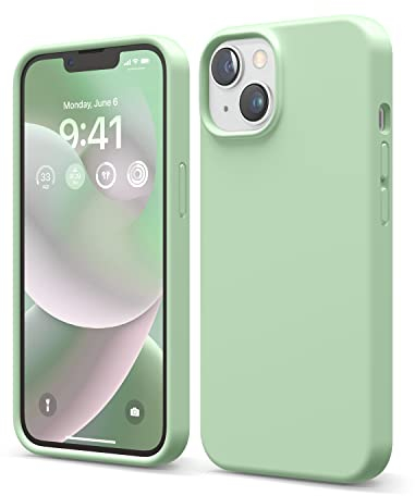 elago Liquid Silicone Case Kompatibel mit iPhone 14 Hülle (6.1), Hochwertiges Silikon, Ganzkörperschutz - 4 Schichten stoßfeste Handyhülle, kratzfestes weiches Mikrofaserfutter (Pastellgrün)