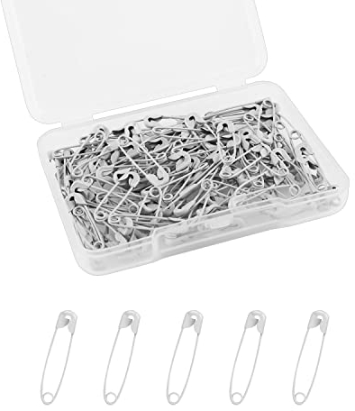 KINBOM 120 Stück 19 mm Sicherheitsnadeln, Mini Metall-Sicherheitsnadeln für Kunsthandwerk, Nähen und Schmuckherstellung (Grau)