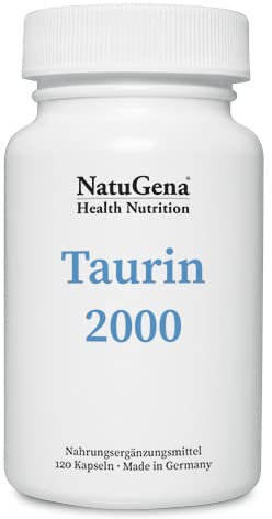 NatuGena Taurin 2000, rein pflanzliche Aminosäuren aus Fermentation, 2000 mg hochdosiertes Taurin pro Tagesdosis, 120 Kapseln (1-Monats-Packung)