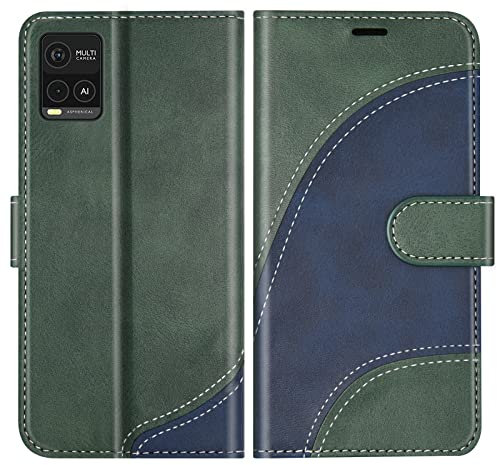 BoxTii Cover per Vivo Y21 / Vivo Y21S / Vivo Y33S, Custodia in PU Pelle Portafoglio per Vivo Y21 / Vivo Y21S / Vivo Y33S, Magnetica Cover a Libro con Slot per Schede, Verde