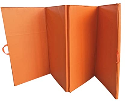 Turnmatte Weichbodenmatte Vierfach Faltbare PU-Sport-Fitnessmatte, Für Tumbling, Yoga, Sit-Ups, Tanzen, Gymnastikmatte (Color : Orange, Size : 300x120x5cm)