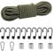 10M Elastic Cord, 5/16 Thick Shock Cord Heavy Duty 32Ft Elasticated Shock Cord Black Bungee Cords with Hooks and Carabiner for Caravan Cargo Craft Rack (8mm x 10M, Camouflage green)