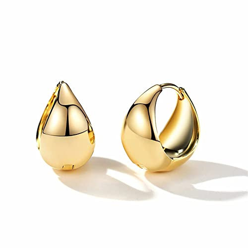 HUGE TOMATO Chunky Gold Hoop Ohrringe Chunky Silber Ohrringe 18K Gold überzogene Hoop Ohrringe für Frauen, minimalistische Schmuck Geschenk (Gold Glossy)