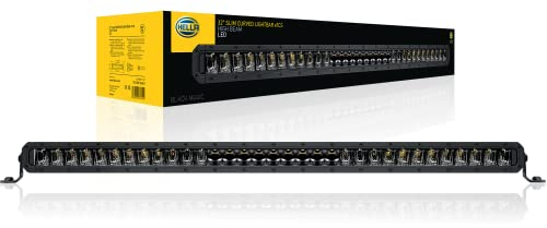HELLA 1FJ 358 196-511 LED-Fernscheinwerfer - Black Magic Slim Curved Lightbar 32 - 12/24V - 5410lm - schlank/gewölbt - Referenzzahl: 50 - Anbau/Schraubanschluss - ECE - Lichtscheibenfarbe: glasklar - Kabel: 2000mm - vorne
