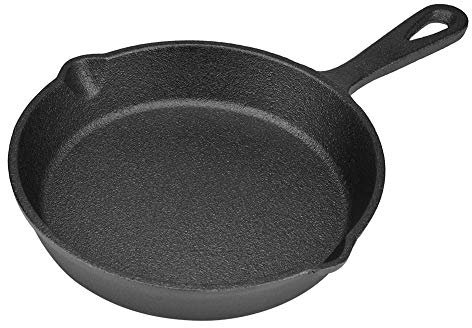 BORDSTRACT Pre-Seasoned Cast-Iron Skillet, Chef's Pan/Cast Iron Pan Cookware Pan for Cooking (Black)(20cm)