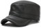 Herren-Kappe, Lammleder, Kadettenmütze, Militärmütze, flache Kappe, A-Schwarz, Einheitsgröße