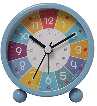 kyaoayo Digital Kinderwecker,3 Zoll Frühes Lernen Metall Kleiner Wecker Student Learning ,Silent Desktop Clock Cartoon Luminous Quartz Clock,Geeignet für Kinder Zimmer Klassenzimmer (blau)