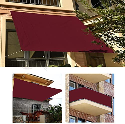Voile d'ombrage étanche 6x7m 98% UV Block Garden Patio Sun Shade for Garden Patio Canopy with Free Ropes Triangle Rectangle Square, Red Wine