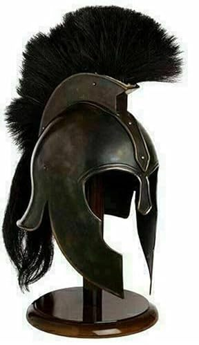 Mittelalterliche Leonidas 300 griechische Spartaner Schwarze Feder Helme Alte Troja Achilles Helm Ritter Rüstung Helm Tragbar Kostüm Helm Historische Krieger Helm Nachstellung LARP Rollenspiel Kostüm