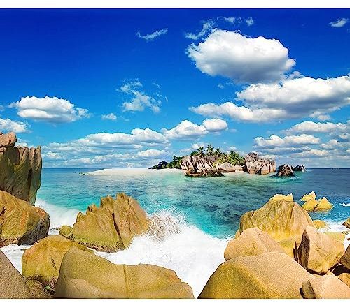 murando Fototapete tropische Insel 500x350 cm Vlies Tapeten Wandtapete XXL Moderne Wanddeko Design Wand Dekoration Wohnzimmer Schlafzimmer Büro Flur Landschaft Meer Natur Himmel c-A-0028-a-a