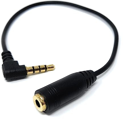 DRUT 1 Stück 4-poliger 3,5-mm-Adapter, abgewinkeltes Kabel, konvertiert Headsets von OMTP auf CTIA AHJ, Schwarz